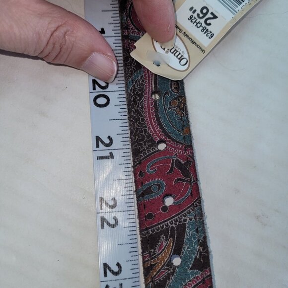 Omni Pet Dog‎ Collar Signature Leather Red Brown Green Paisley 26"(22-23")Buckle - Picture 6 of 10